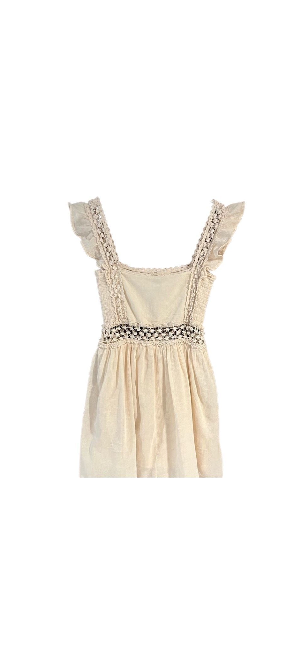Forever 21 Cream Sleeveless Lace Trimmed Fit And Flare Mini Dress - S